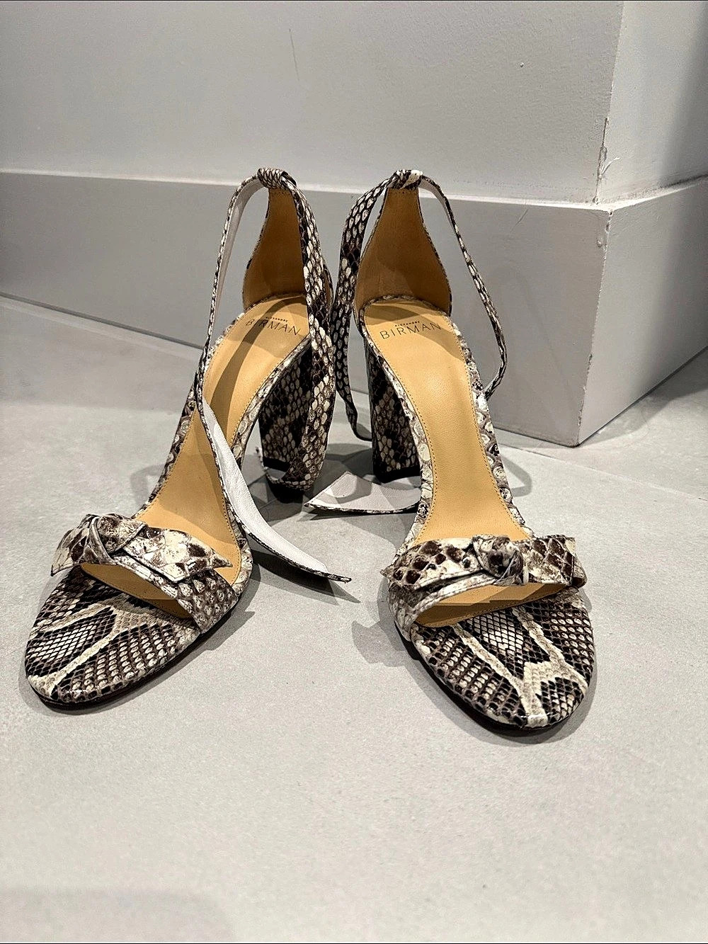 Alexandre Birman Clarita Python Block Heel Sandal Brown & Black EU 381⁄2